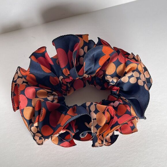 New Women Red Scrunchie Ruffled design Multicolor Polkadots - Picture 6 of 14